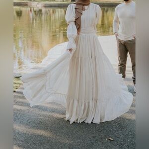 Smocked Waist Pleated Maxi Dress in Soft Cream